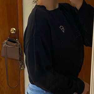 Black Pink Cropped Hoodie